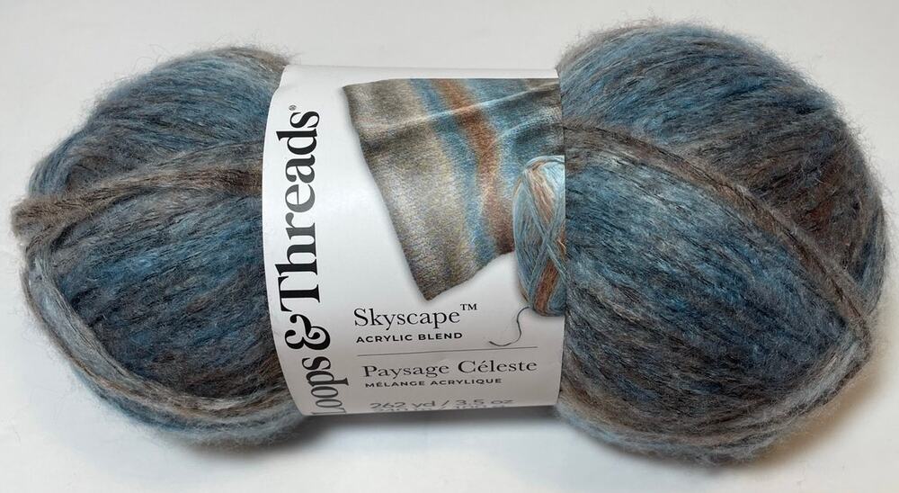 Loops & Threads Skyscape Acrylic Yarn 1 Skein-3.5 oz. Blue & Cream-Colored